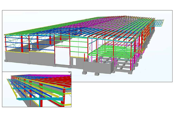 Construção de estrutura de aço pré-fabricada para armazém de kits