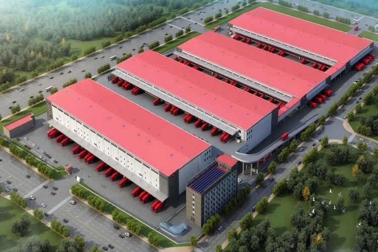 Armazém de estrutura de aço industrial para produção e armazenamento