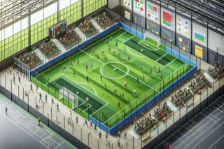 Construção de metais para a casa de campo de futebol interno